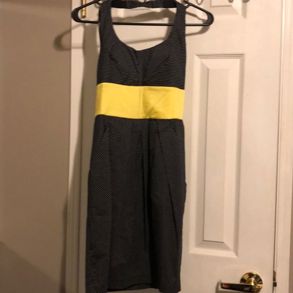 B Darlin polka dot black and neon yellow cotton - Picture 2 of 5